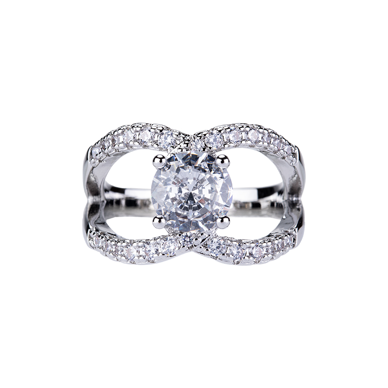 Streetwear Brand Rings - Cincin berlian Zirconia berkilau perak Sterling