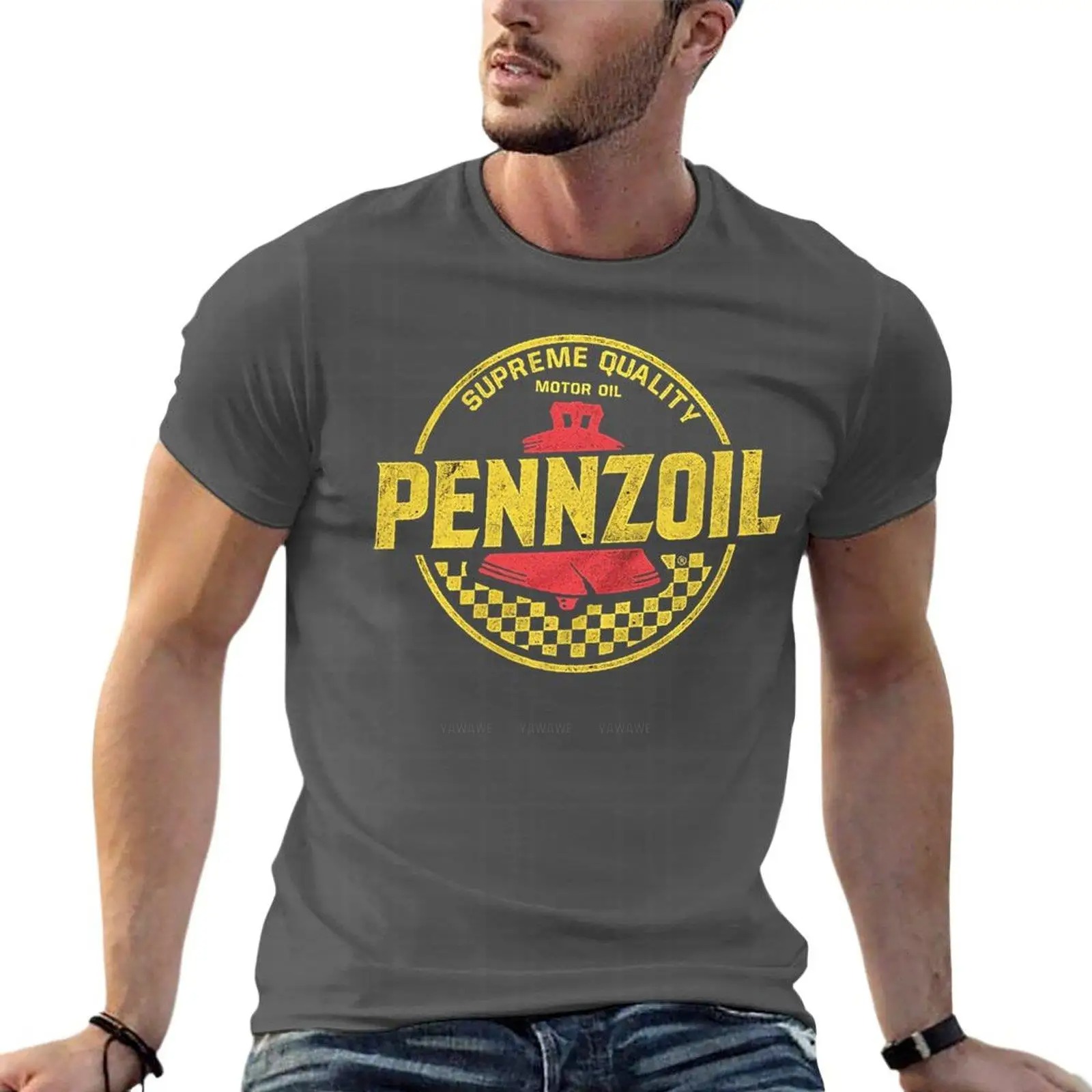Streetwear Clothing Brand - Distressed Pennzoil Logo minyak kaus ukuran