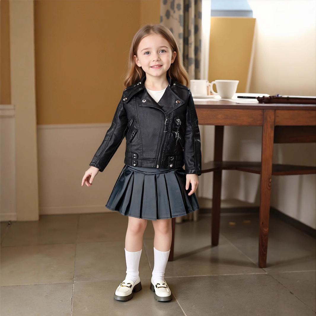 Jaket Kulit PU Anak Perempuan  - Brand Of Streetwear ulasan dan harga