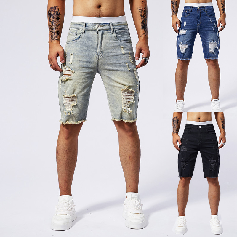 Celana Pendek Denim Robek Pria - Brand Of Streetwear ulasan dan harga