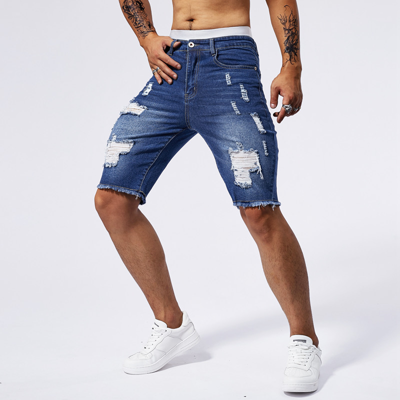 Celana Pendek Denim Robek Pria - Brand Of Streetwear ulasan dan harga