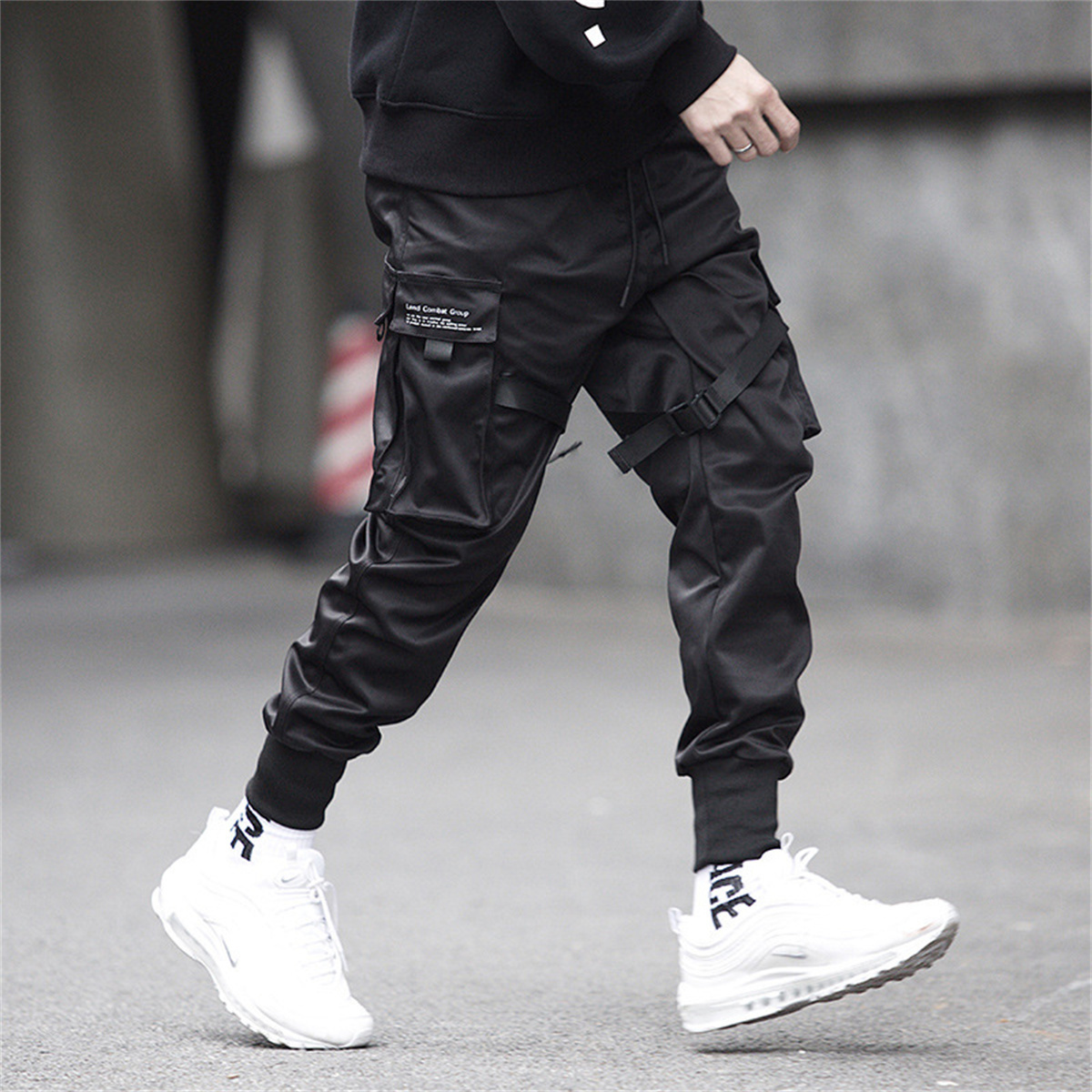 Celana kargo hitam Hip Hop, ce - Brand Of Streetwear ulasan dan harga