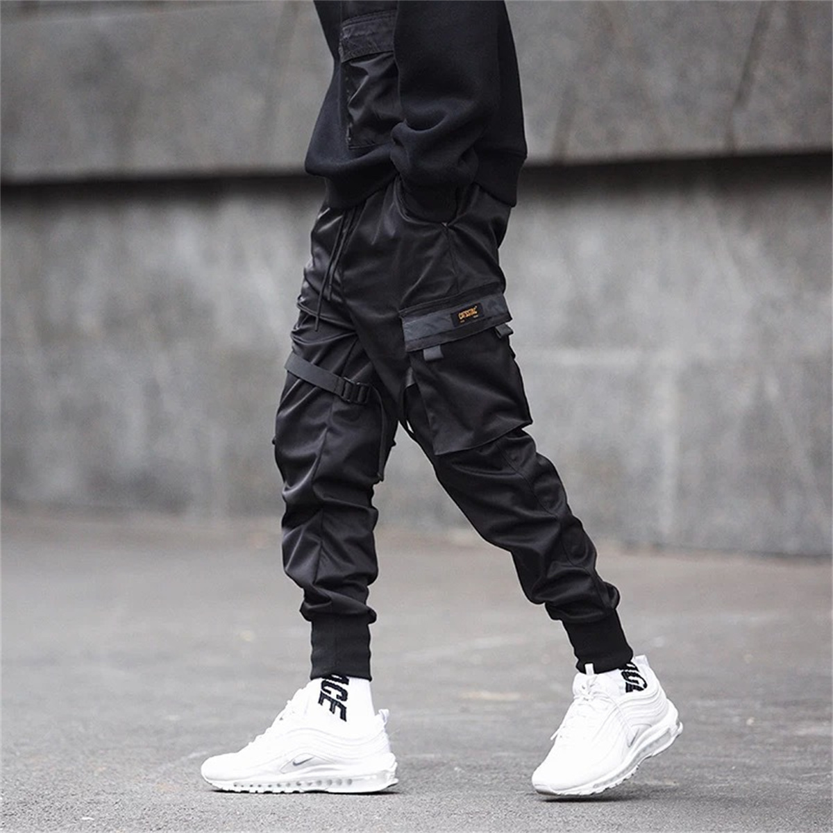 Celana kargo hitam Hip Hop, ce - Brand Of Streetwear ulasan dan harga